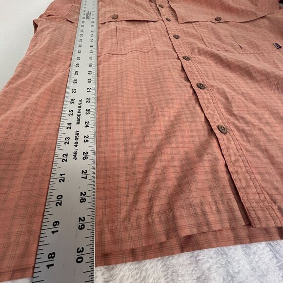 Patagonia Mens XL Button-Up Vented Shirt Rust Orange Checked Lightweight Outdoor - Picture 7 of 7